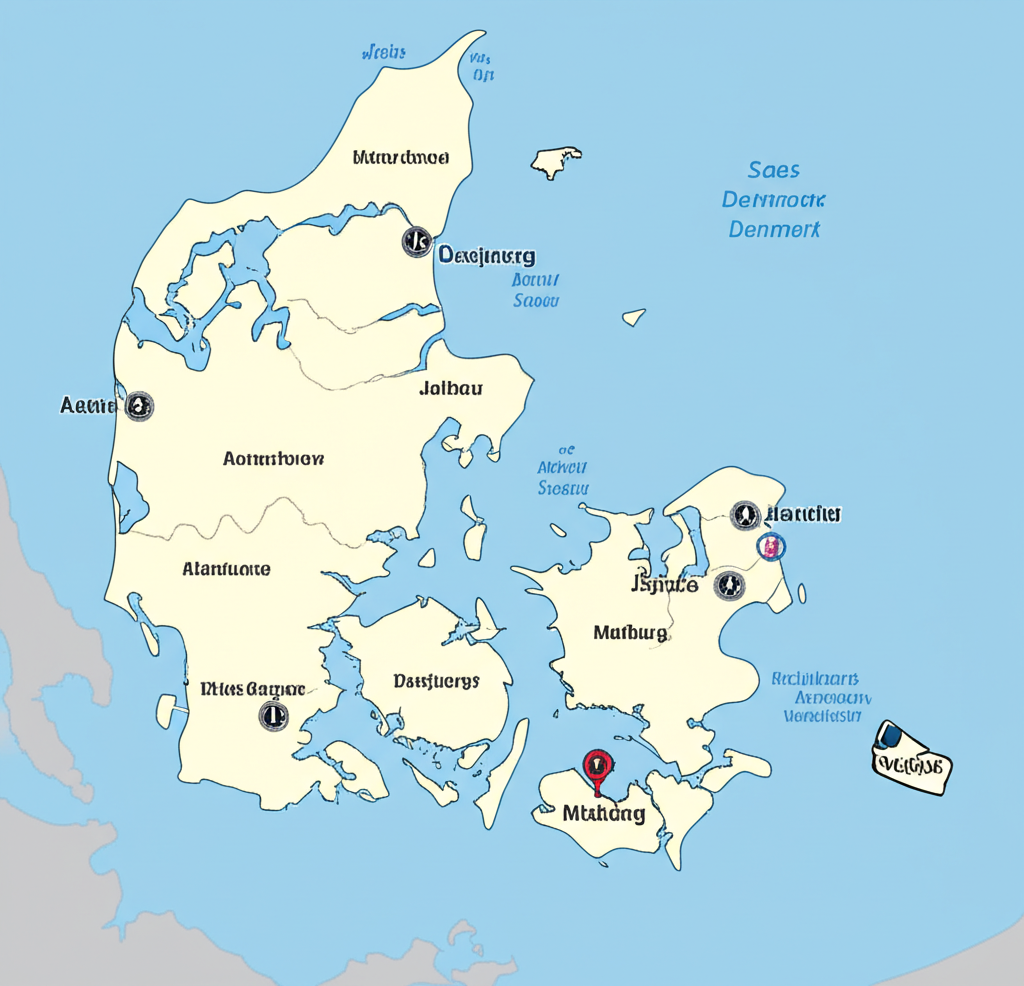 Kort over Jylland med dækning